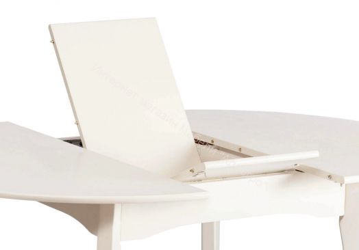 Стол DIAMANTE круглый бук, мдф, шпон дуба, 100 х 100+30 х 75 см, Ivory white