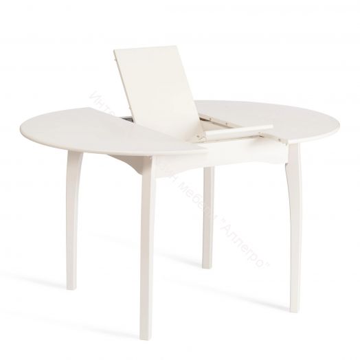 Стол DIAMANTE круглый бук, мдф, шпон дуба, 100 х 100+30 х 75 см, Ivory white