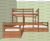 Кровать трехъярусная Trio №24IR Массив