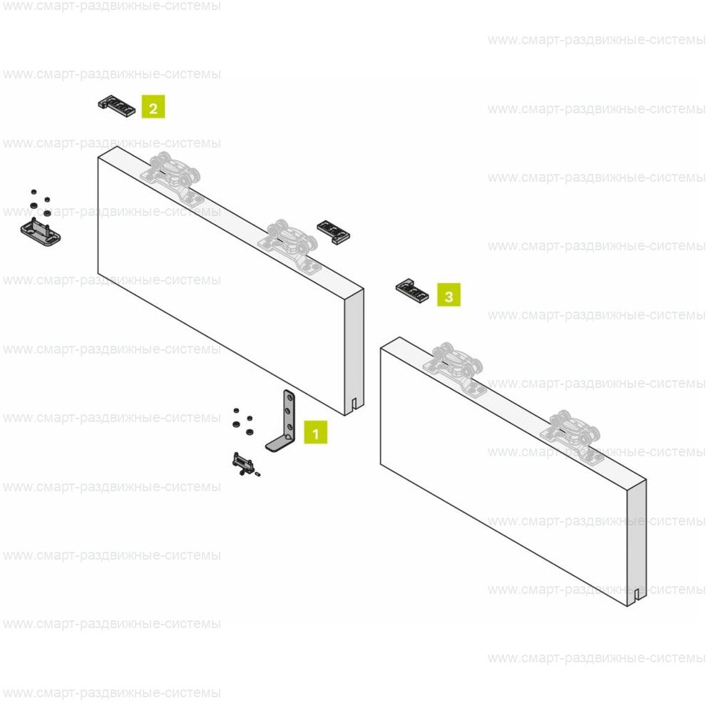 Комплект фурнитуры Krona Koblenz 2000 для параллельных дверей