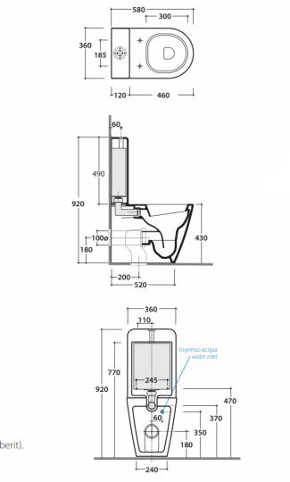 Напольный унитаз Globo Forty3 FO003 58x36 см схема 2
