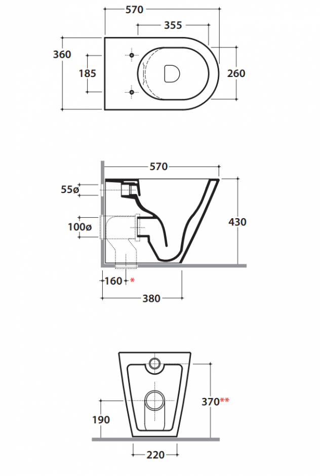 Напольный унитаз Globo Forty3 FO004 57x36 см ФОТО