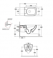 Подвесной унитаз Globo Argento GEAS3 70x37 см схема 2