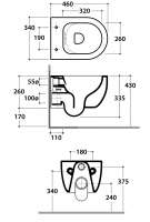 Подвесной безободковый унитаз Globo Mode MES03 46x34 см схема 2 Подвесной безободковый унитаз Globo Mode MES03 46x34 см схема 2