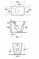 Напольный  унитаз Globo Stone ST004 52x36 см схема 2