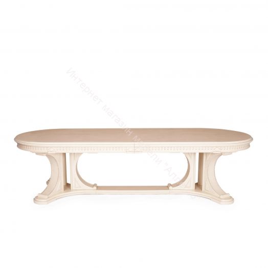 Стол VERSAL овальный бук, мдф, 300 (350/400) х 110 х 78 см, бежевый патина
