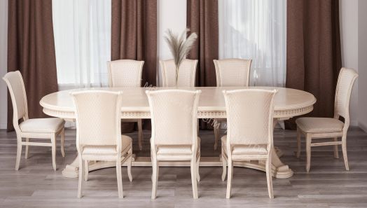 Стол VERSAL овальный бук, мдф, 300 (350/400) х 110 х 78 см, бежевый патина