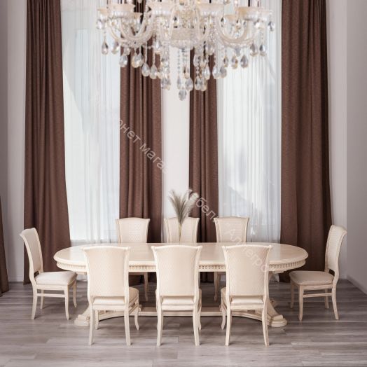 Стол VERSAL овальный бук, мдф, 300 (350/400) х 110 х 78 см, бежевый патина