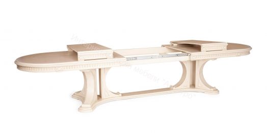 Стол VERSAL овальный бук, мдф, 300 (350/400) х 110 х 78 см, бежевый патина
