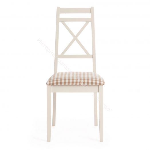 Стул Picasso ( PC-SC ) дерево гевея, 45х53х97см, ivory white (слоновая кость 2-5), Ткань клетка мелкая (S505-18)