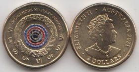 Австралия 2 доллара "Военная служба коренных народов" 2021 год UNC