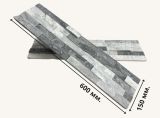 3D панель из натурального камня, кварцит бело-серый 150х600 мм