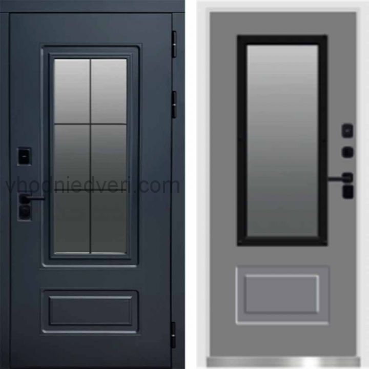 Входная дверь Termo-door Эверест - Грей софт с терморазрывом и стеклопакетом, белый короб