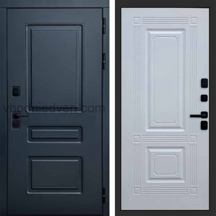 Входная дверь Termo-door Аляска Графит с терморазрывом - Мадрид Белый софт