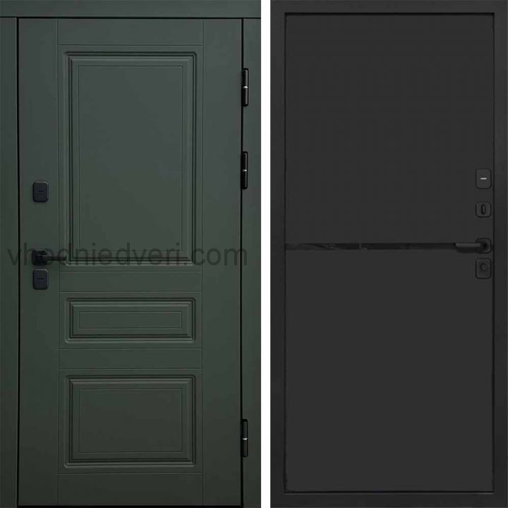 Входная дверь Termo-door Премиум винорит Орегон Грин с терморазрывом - Нео Black