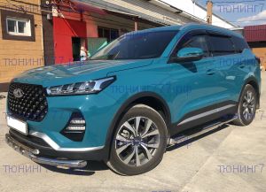 Подножки боковые, UKK, сталь ф 76мм на Tiggo 7 Pro / Xcite X-Cross