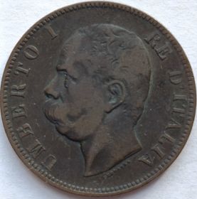 Король Умберто I 10 чентезимо Италия 1893