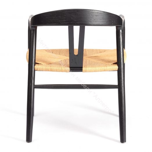 Стул VALI дерево вяз/бечевка, черный, 50х46х77 см