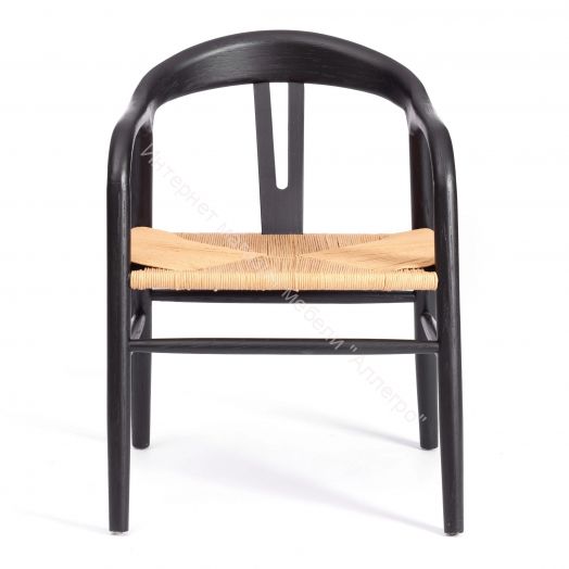 Стул VALI дерево вяз/бечевка, черный, 50х46х77 см