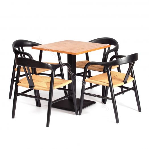 Стул VALI дерево вяз/бечевка, черный, 50х46х77 см