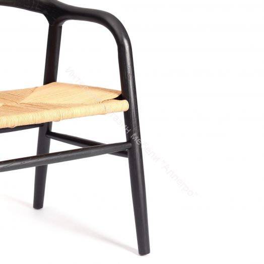 Стул VALI дерево вяз/бечевка, черный, 50х46х77 см