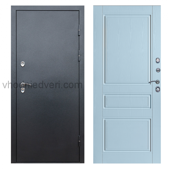 Входная дверь Termo-door Сибирь Антик серебро с терморазрывом - Классика Белое дерево