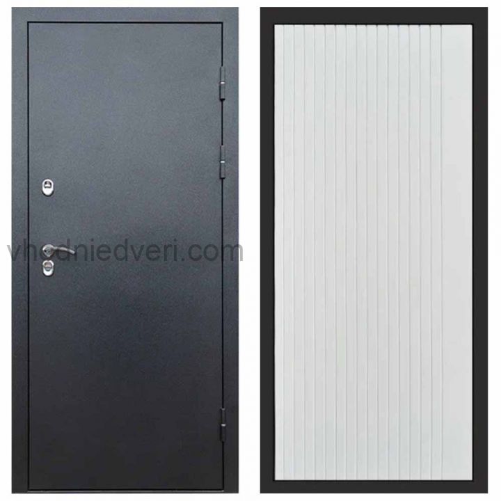 Входная дверь Termo-door Сибирь Антик серебро с терморазрывом - FLAT Белый софт