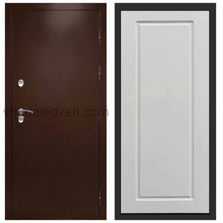 Входная дверь Termo-door Сибирь Антик медь с терморазрывом - Гранд Белый софт