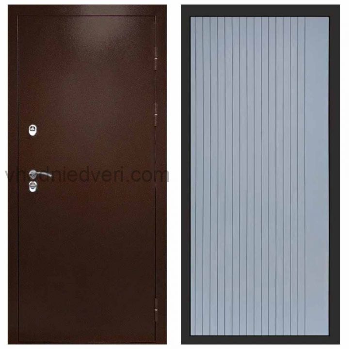 Входная дверь Termo-door Сибирь Антик медь с терморазрывом - FLAT Грей софт