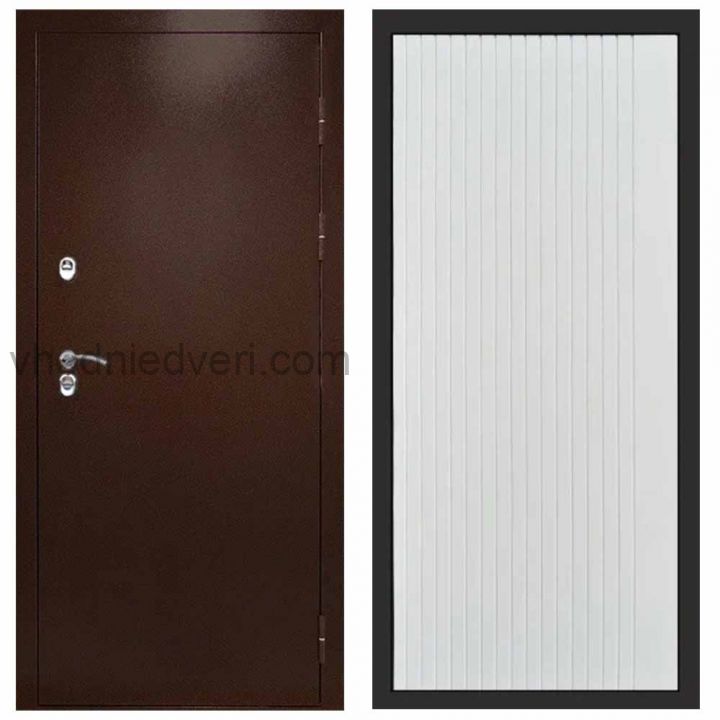 Входная дверь Termo-door Сибирь Антик медь с терморазрывом - FLAT Белый софт
