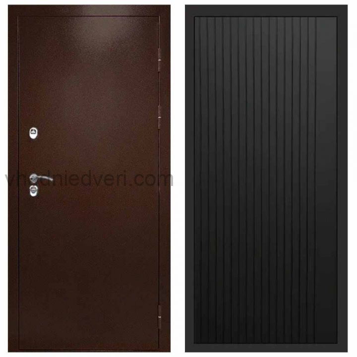 Входная дверь Termo-door Сибирь Антик медь с терморазрывом - FLAT Черный кварц