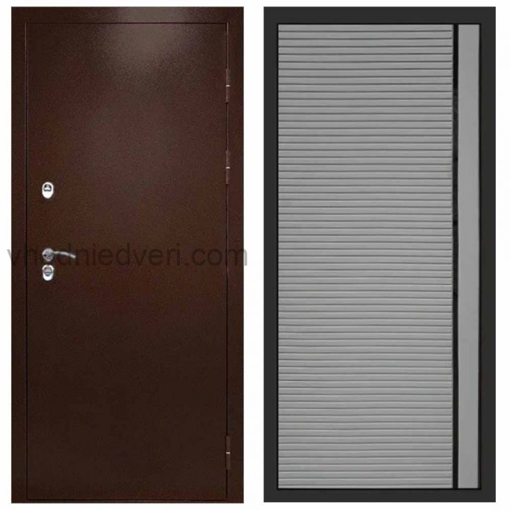 Входная дверь Termo-door Сибирь Антик медь с терморазрывом - Porte Грей софт