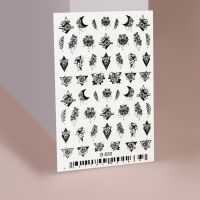 Слайдер - дизайн для ногтей «DARK FLOWER», объёмные, цвет чёрный