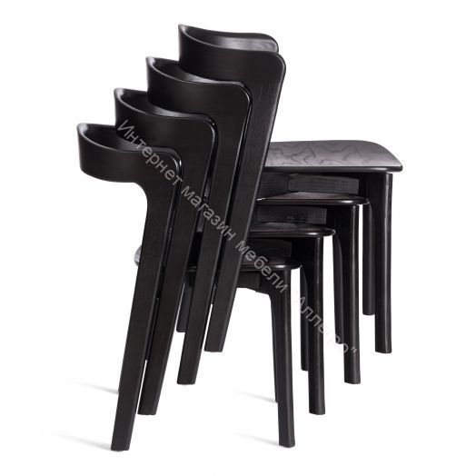 Стул ASGARD дерево вяз, Чёрный, 48х43х76 см