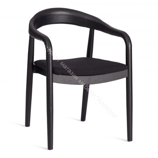 Стул BALDUR дерево вяз/ткань лен, черный/черный лен, 49х52х76,5 см