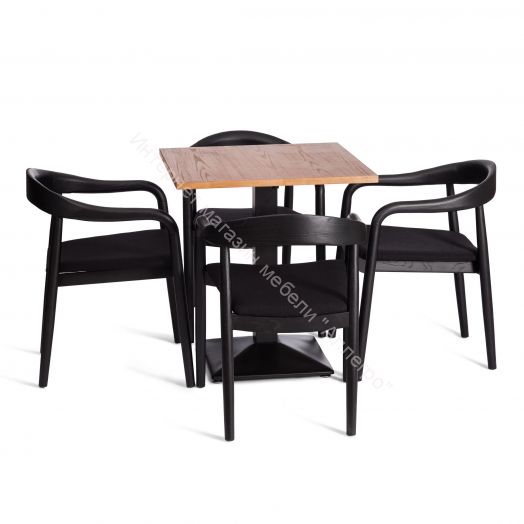 Стул BALDUR дерево вяз/ткань лен, черный/черный лен, 49х52х76,5 см