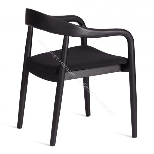 Стул BALDUR дерево вяз/ткань лен, черный/черный лен, 49х52х76,5 см