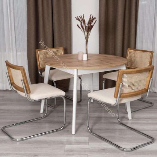 Стул MANI дерево вяз, ротанг/ткань лен, металлический каркас, Груша (№3), 46х46х78 см