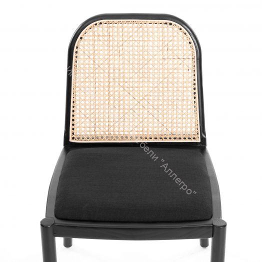 Стул FREYA дерево вяз/ротанг, ткань лён, черный/черный лен, 46х41х79,5 см