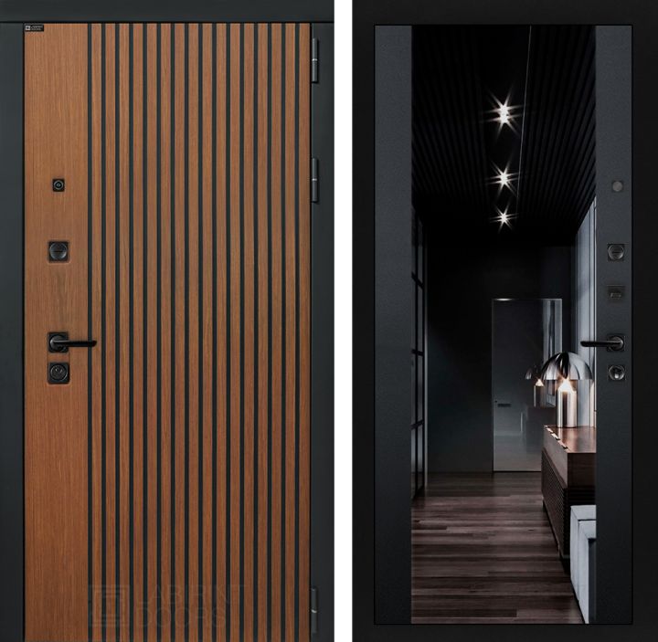 Входная дверь Лабиринт STORM - Зеркало максимум с тонировкой Черный кварц