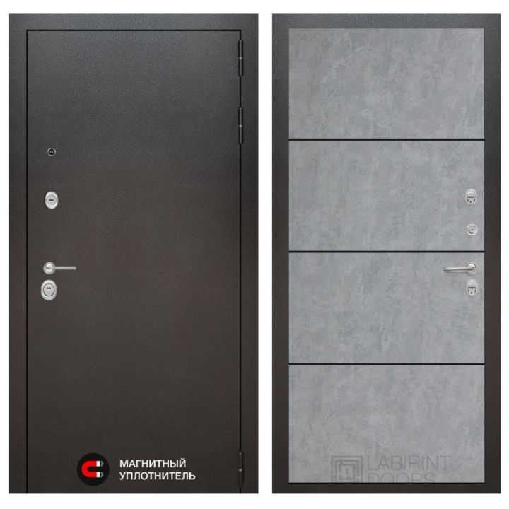 Входная дверь Лабиринт SILVER - 25 Бетон светлый