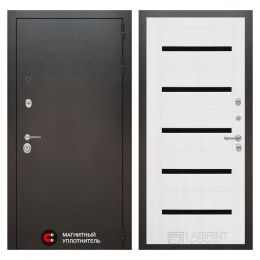 Входная дверь Лабиринт SILVER - 01 Белое дерево черные стекла