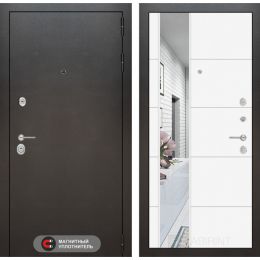 Входная дверь Лабиринт SILVER - Зеркало 19 Белый софт