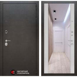 Входная дверь Лабиринт SILVER - Зеркало максимум Сандал белый