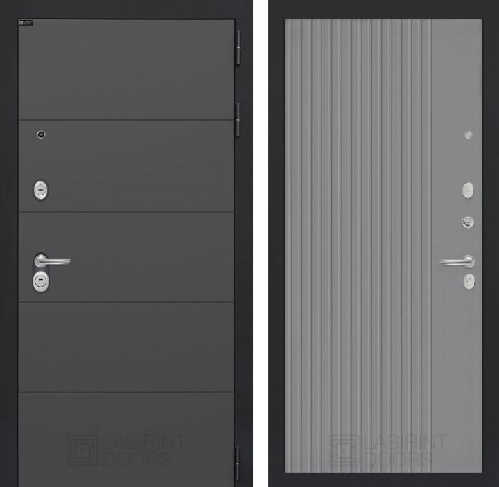 Входная дверь Лабиринт ART - 29 Серый софт рельеф