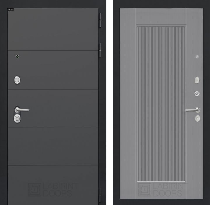 Входная дверь Лабиринт ART - 30 Серый софт рельеф