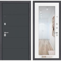 Входная дверь Лабиринт ART - Зеркало 18 Белое дерево