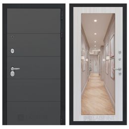 Входная дверь Лабиринт ART - Зеркало 18 Сандал белый