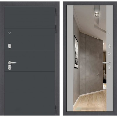 Входная дверь Лабиринт ART - Зеркало максимум Грей софт