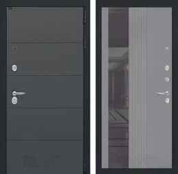 Входная дверь Лабиринт ART - 32 Зеркало Серый софт рельеф